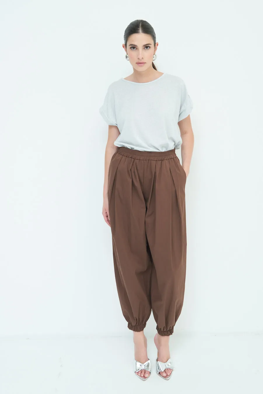 Relaxed fit elasticated cuff pants wholesale