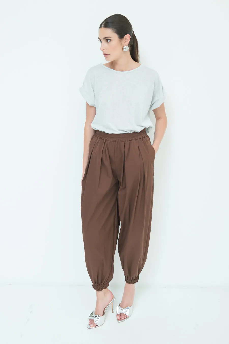 Relaxed fit elasticated cuff pants wholesale