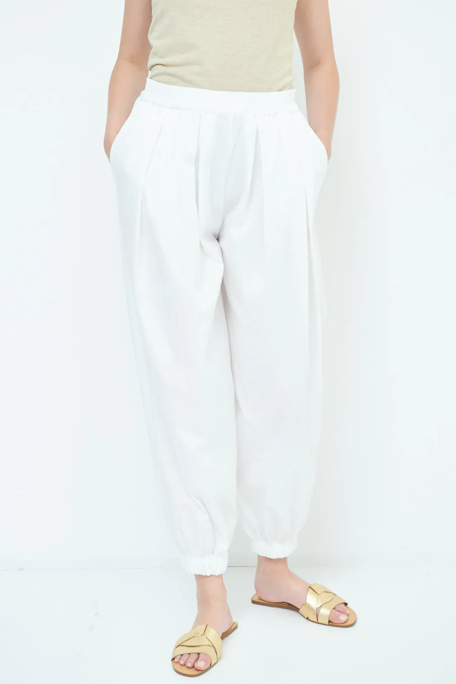 Relaxed fit elasticated cuff pants wholesale