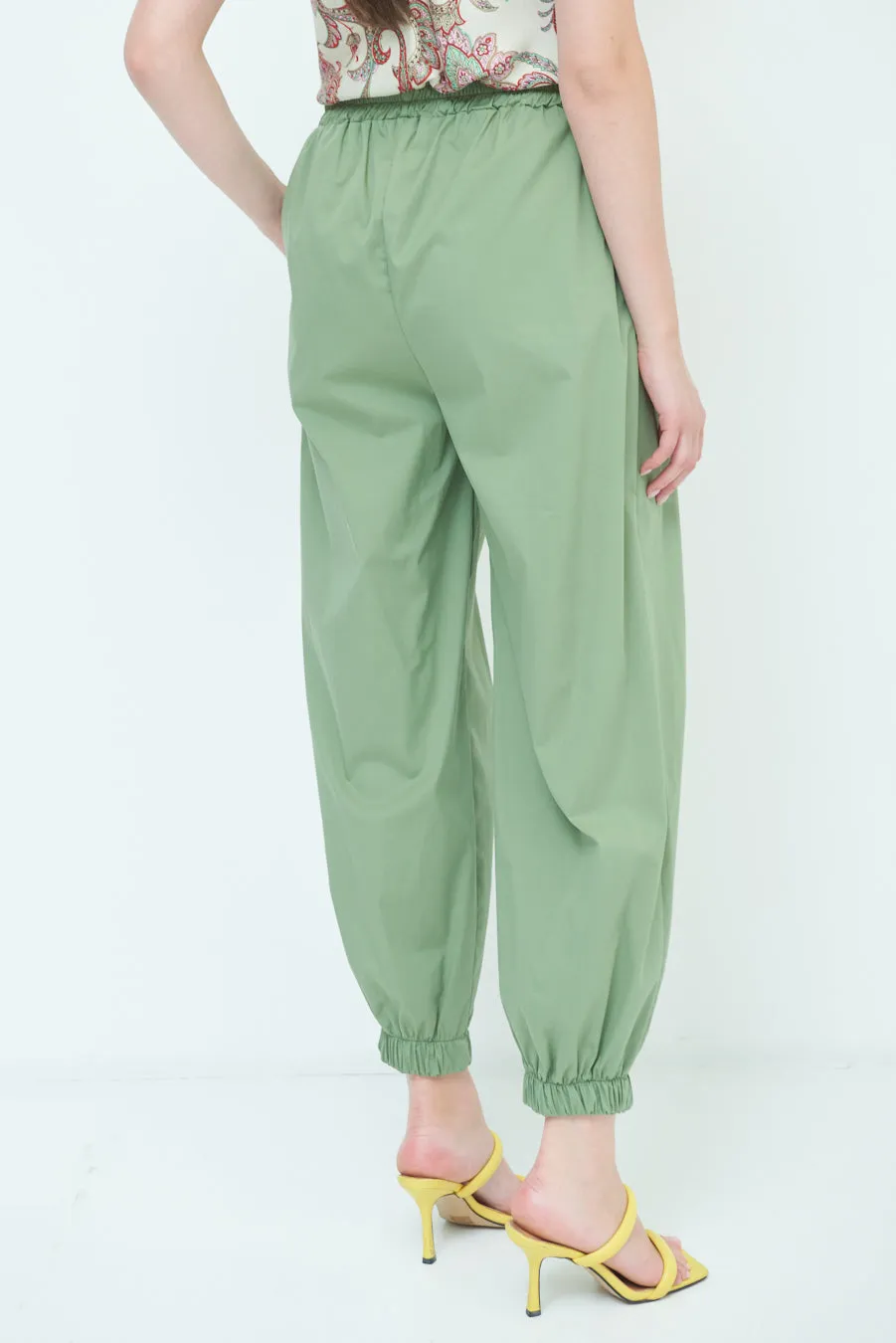 Relaxed fit elasticated cuff pants wholesale