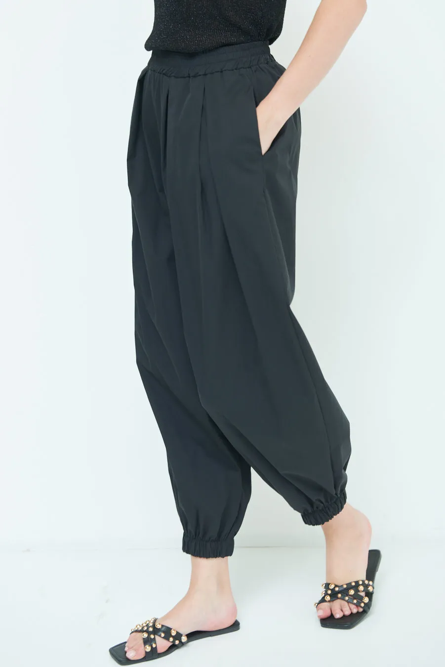 Relaxed fit elasticated cuff pants wholesale