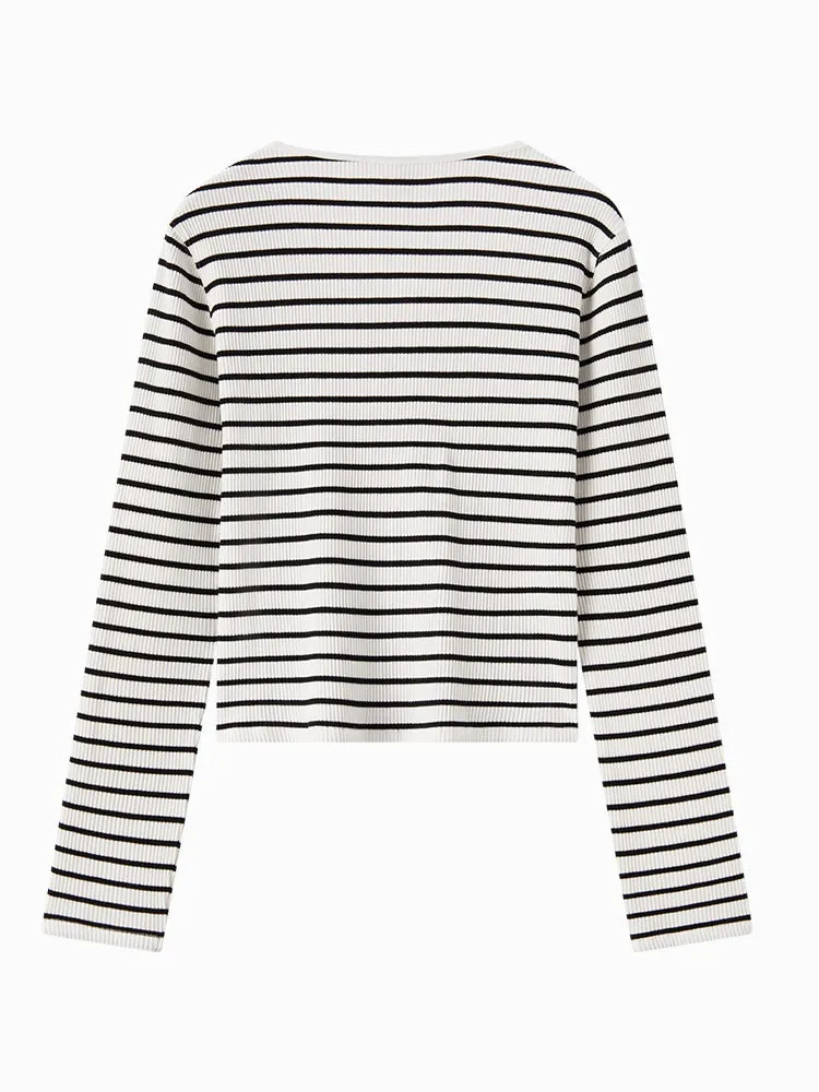 Semir Women New Basic Style Round Neck Long Sleeve T-Shirt