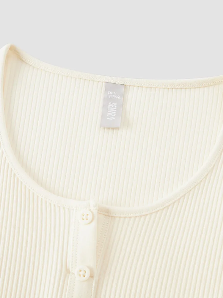 Semir Women New Basic Style Round Neck Long Sleeve T-Shirt