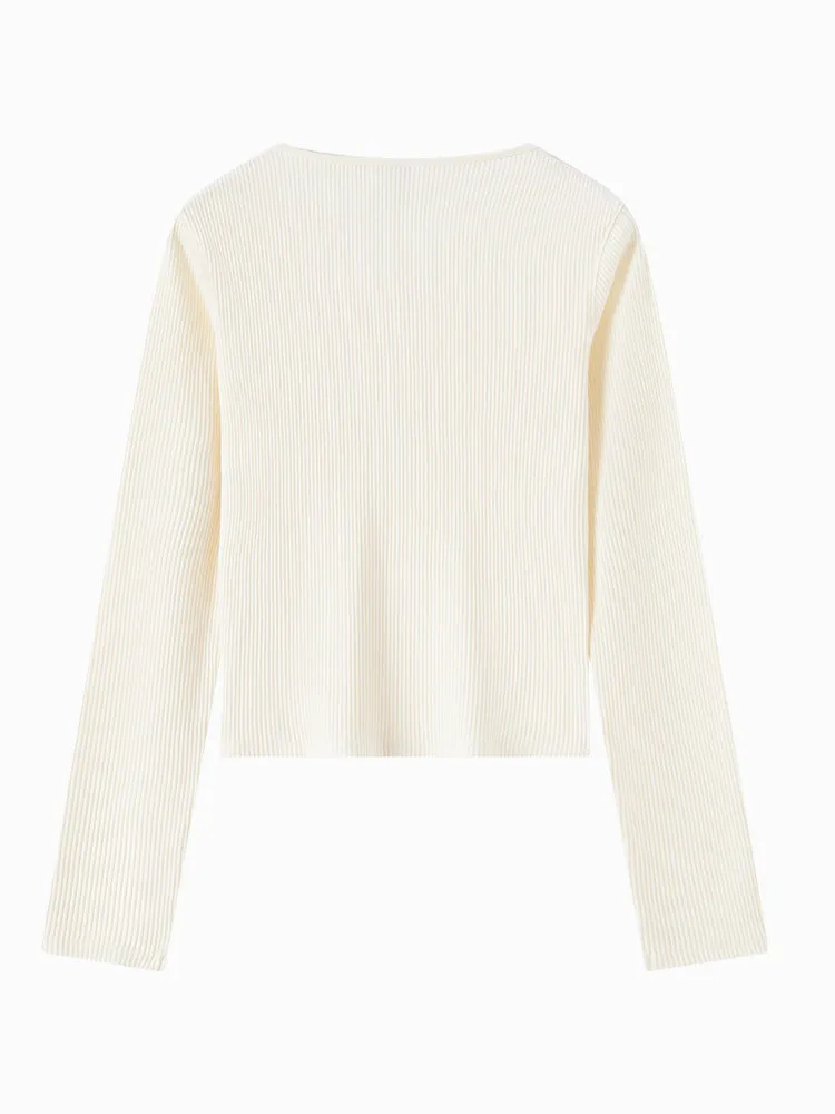 Semir Women New Basic Style Round Neck Long Sleeve T-Shirt