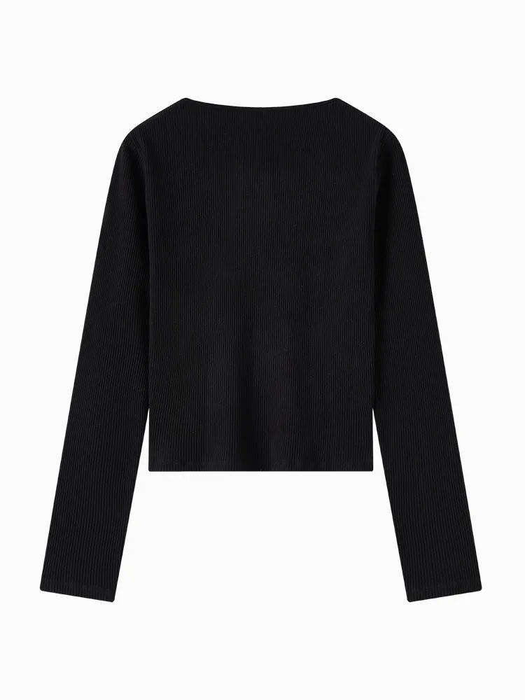 Semir Women New Basic Style Round Neck Long Sleeve T-Shirt