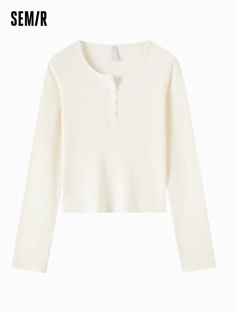 Semir Women New Basic Style Round Neck Long Sleeve T-Shirt