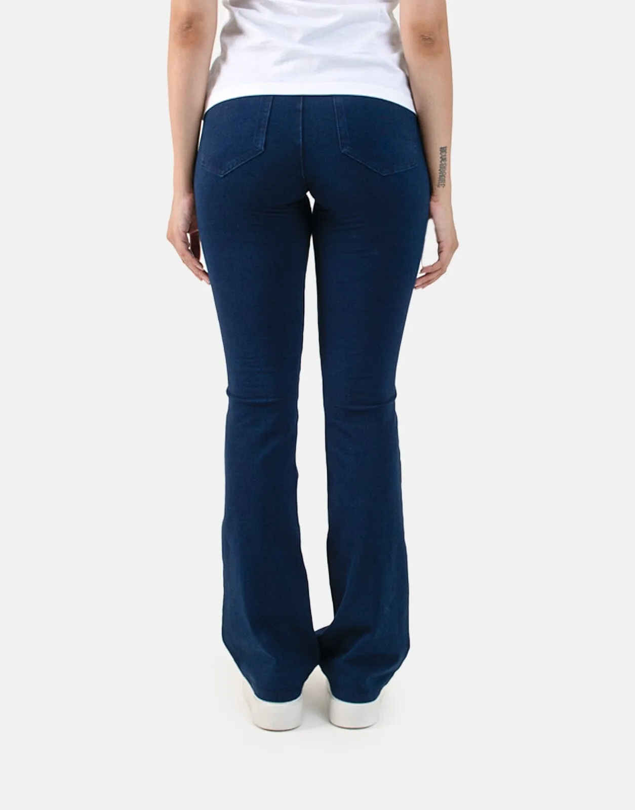 Sissy Boy High Waist Bootleg Zip Knit Denim Jeans Indigo