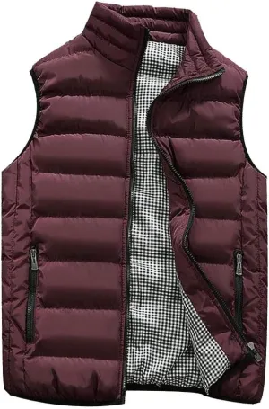 SSDXY Men's Padded Cotton Blend Autumn Winter Warm Vest Coat Tops Jacket Casual Loose Sleeveless Solid Slim Warm Outwear