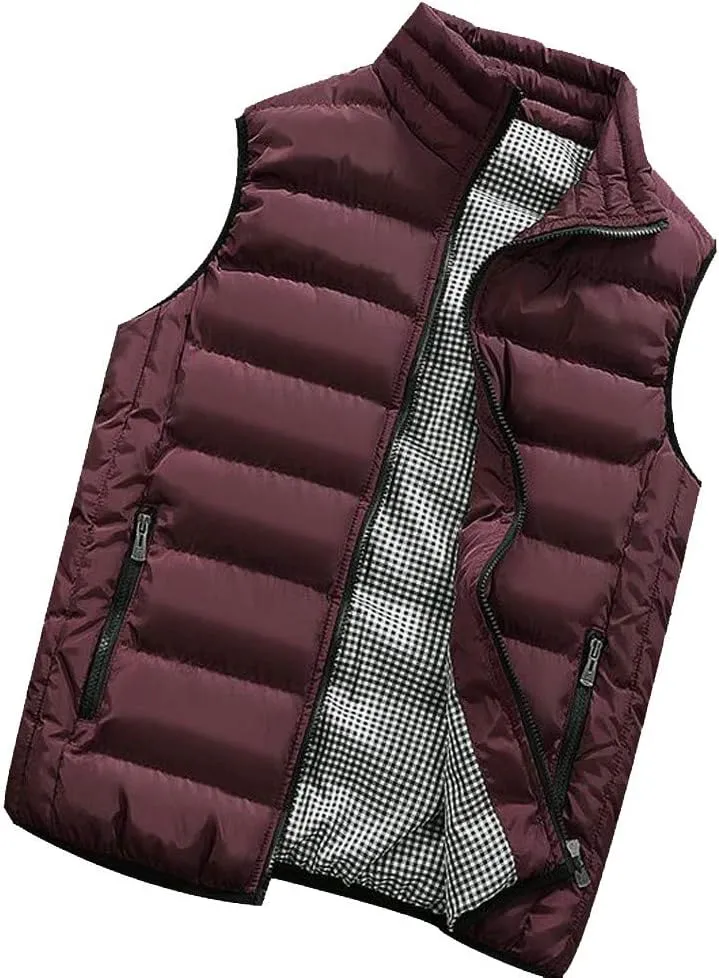 SSDXY Men's Padded Cotton Blend Autumn Winter Warm Vest Coat Tops Jacket Casual Loose Sleeveless Solid Slim Warm Outwear