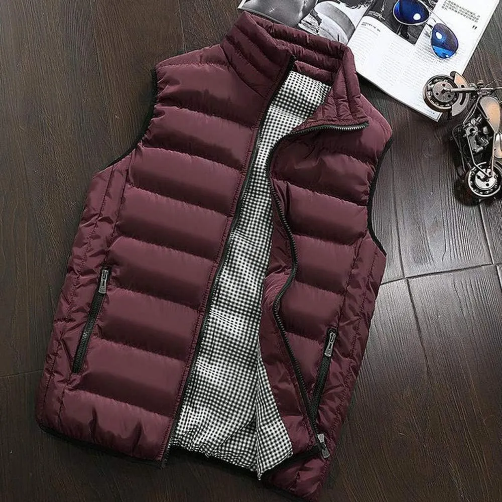 SSDXY Men's Padded Cotton Blend Autumn Winter Warm Vest Coat Tops Jacket Casual Loose Sleeveless Solid Slim Warm Outwear