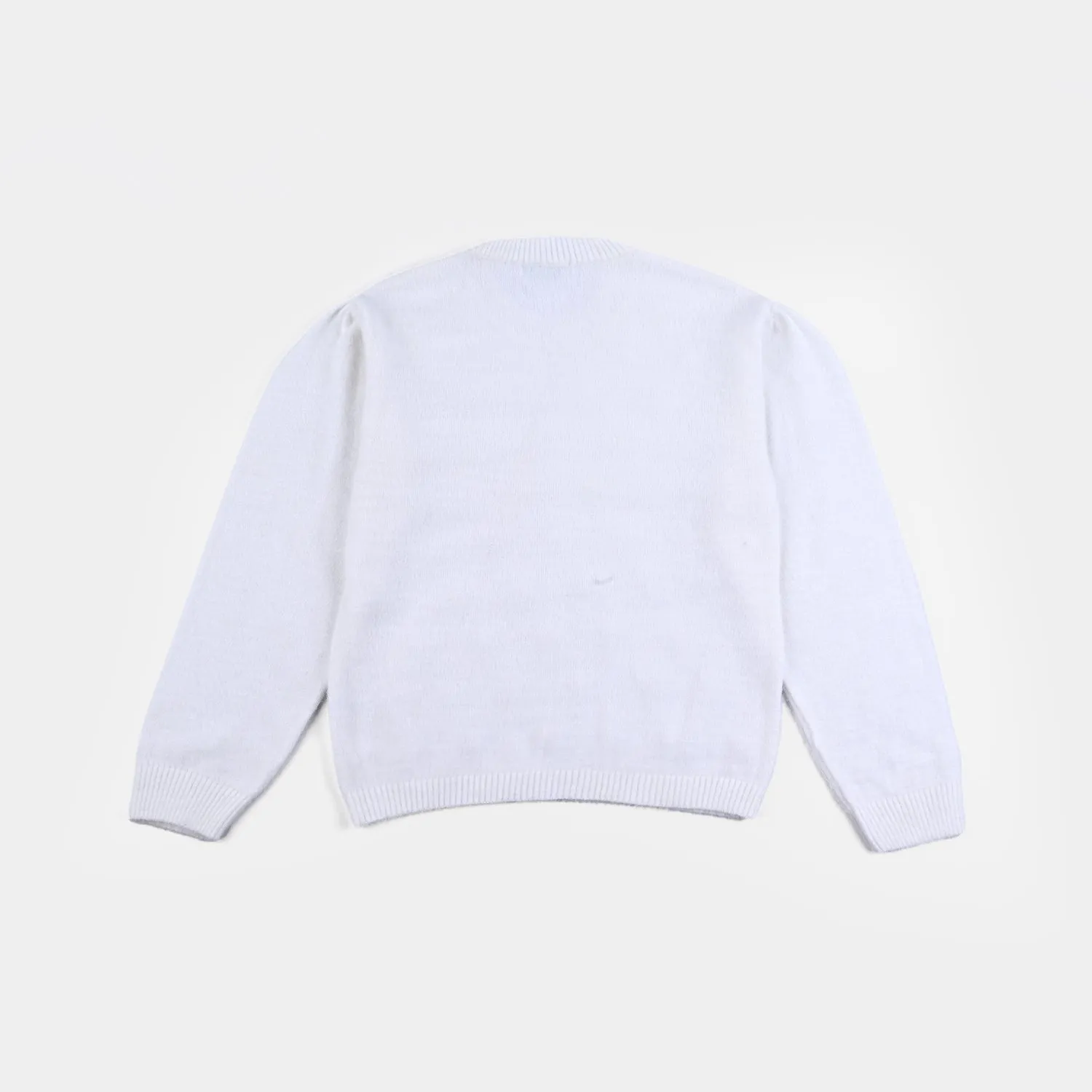 Teens Girls Acrylic Cropped Sweater-White