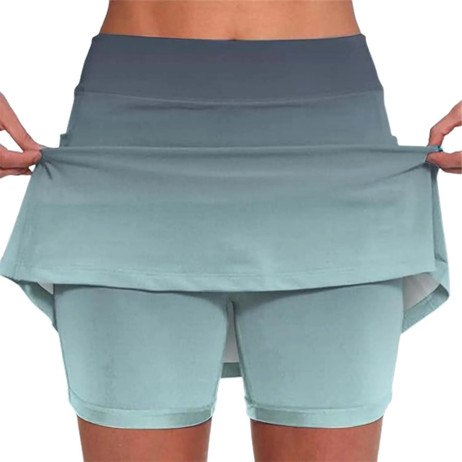 Tennis Skirts for Women with Shorts Tummy Control High Waisted Golf Skorts Running Workout Athletic Midi Skirt 2 in 1