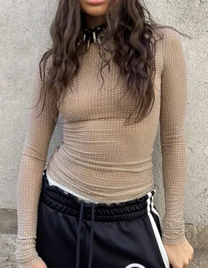 Versatile Fitted Rhinestone Embellished Top