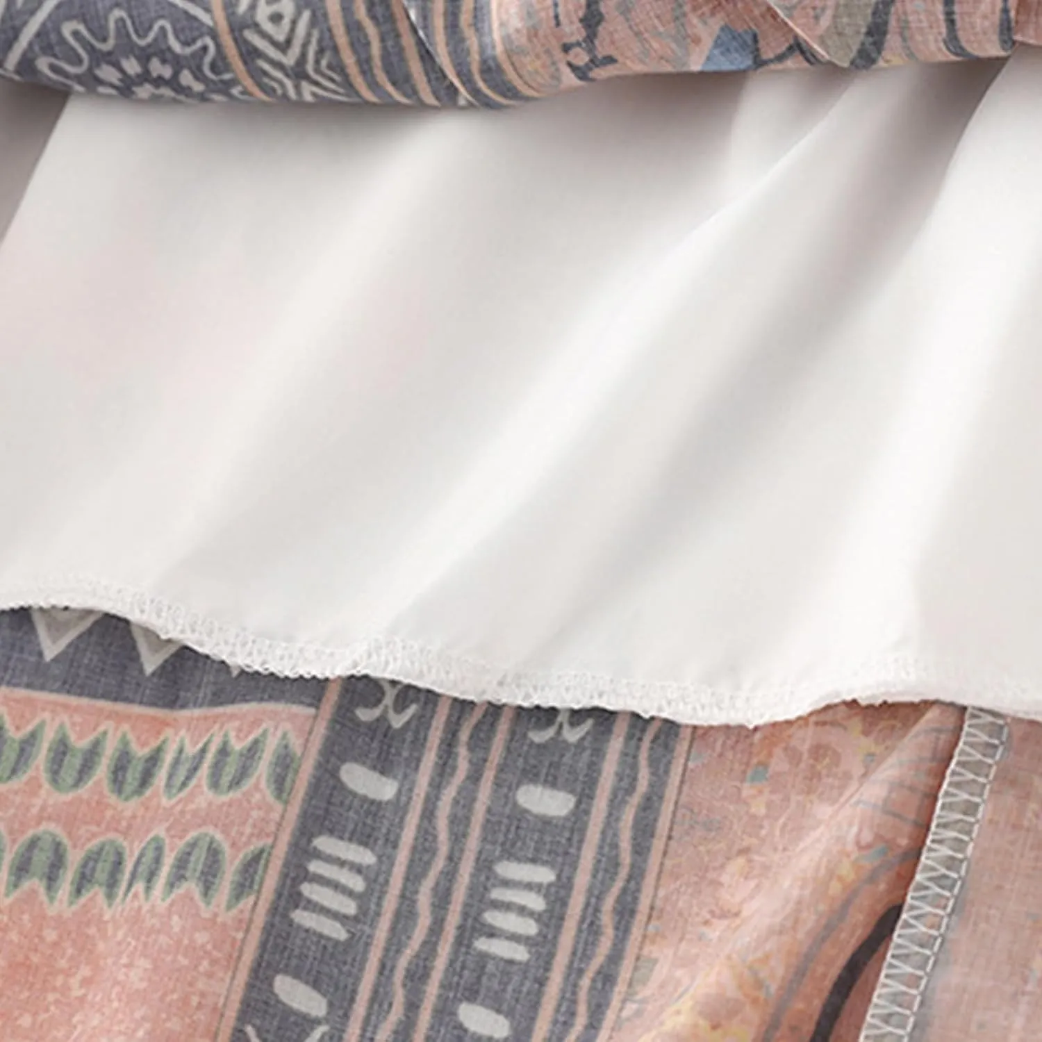 Women Ethnic Style Midi Skirt Summer Lightweight Drawstring Elastic Waist A-Line Skirts Casual Flowy Beach Skirt