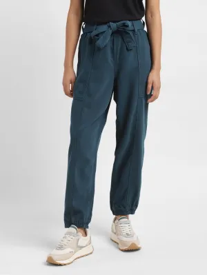 Women Mid Rise Teal Loose Tapered Fit Joggers