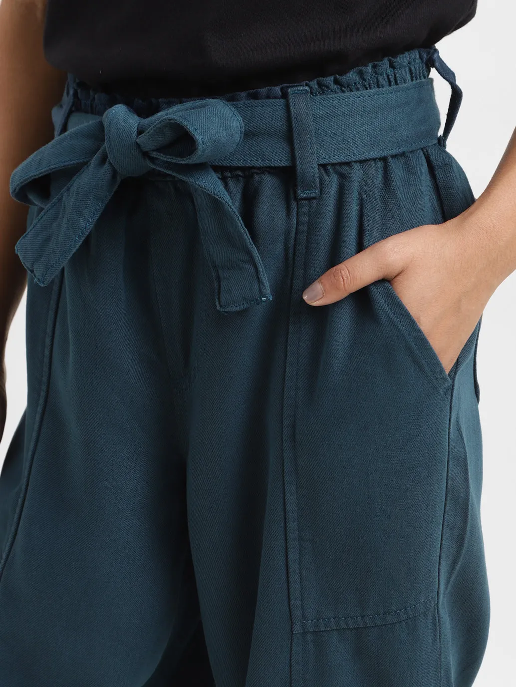 Women Mid Rise Teal Loose Tapered Fit Joggers
