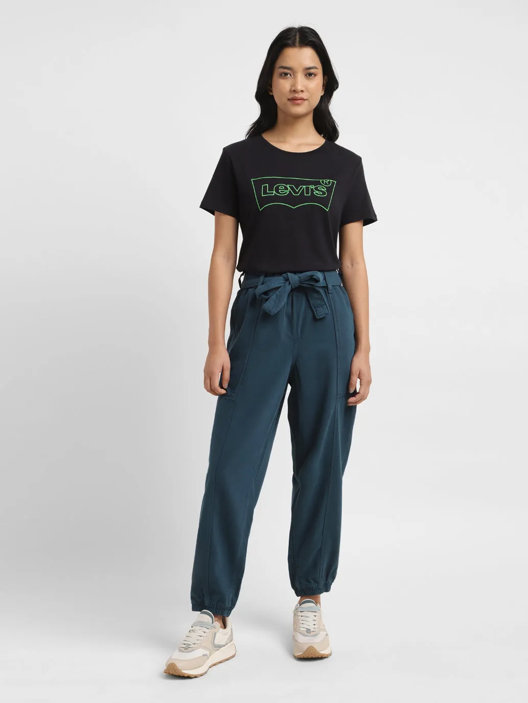 Women Mid Rise Teal Loose Tapered Fit Joggers