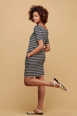 Women's Breton Square Neck Dress - Navy/Red