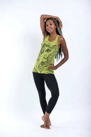 Womens Cute Ganesh Tank Top in Lime