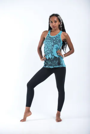 Womens Sanskrit Buddha Tank Top in Turquoise