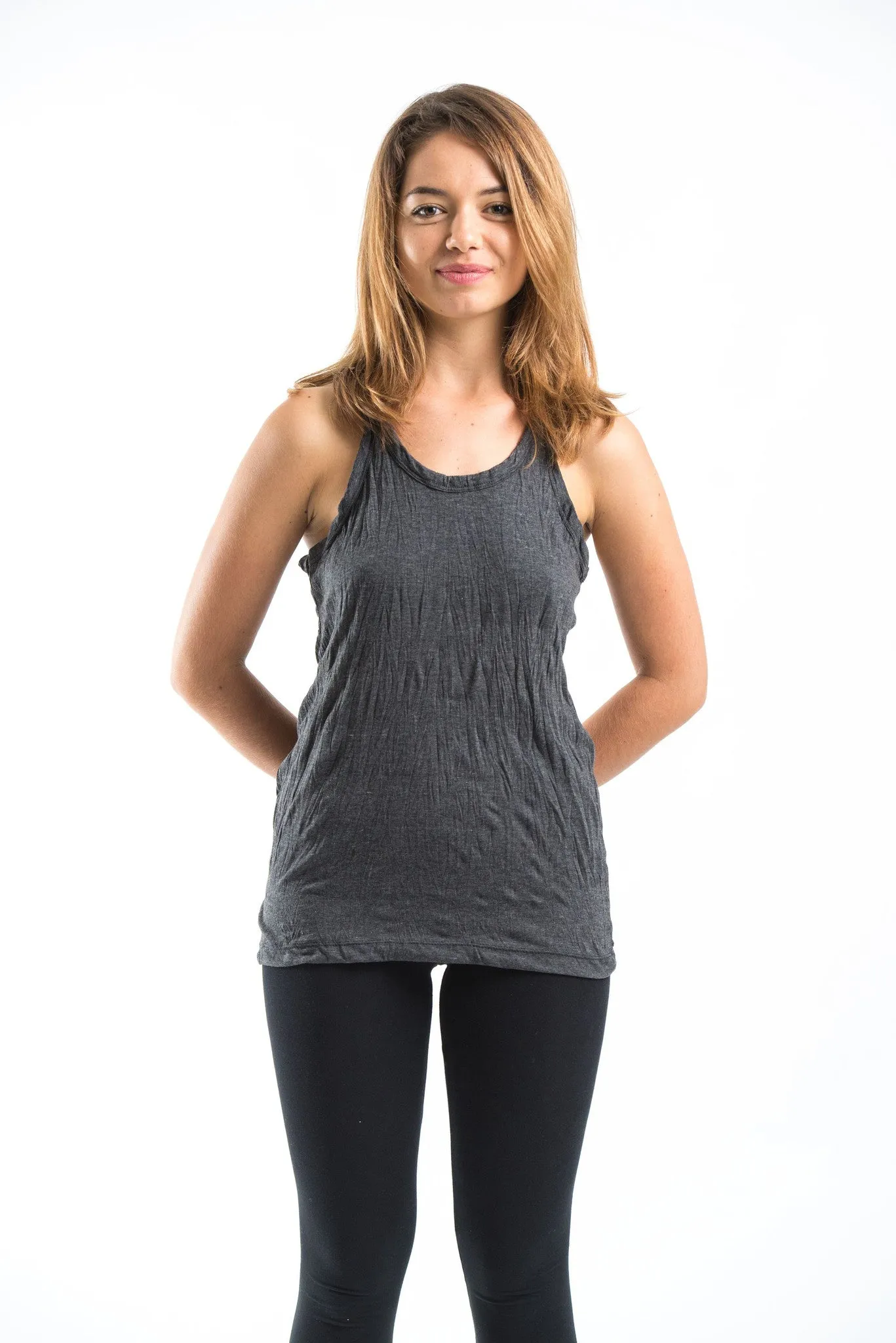 Womens Solid Color Tank Top in Black