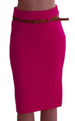 Work Belted Pencil Skirt