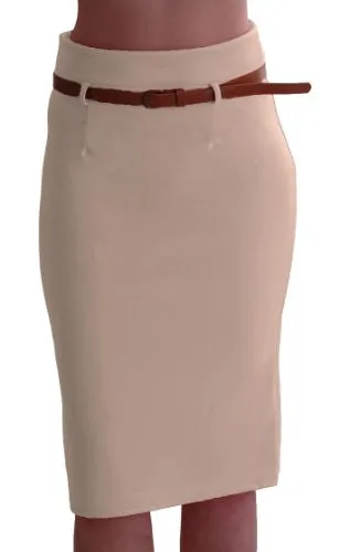 Work Belted Pencil Skirt