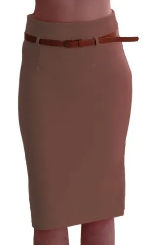 Work Belted Pencil Skirt