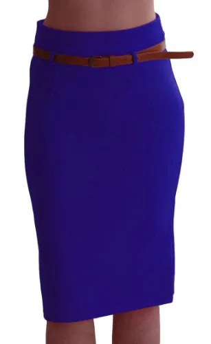 Work Belted Pencil Skirt