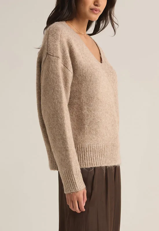 Z Supply - All I Want V-Neck Sweater Heather Taupe