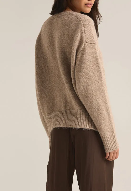 Z Supply - All I Want V-Neck Sweater Heather Taupe