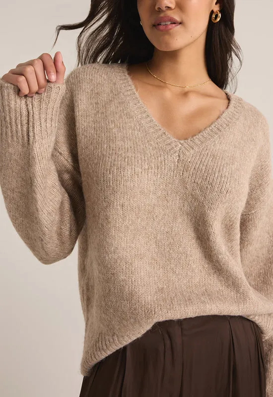 Z Supply - All I Want V-Neck Sweater Heather Taupe